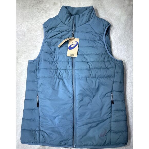 Asics Men Small Performance Insulated Sports running Vest 2.0 Light Teal Warmth - Picture 1 of 15